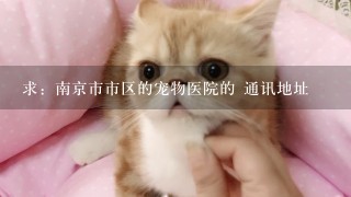 求：南京市市区的宠物医院的 通讯地址