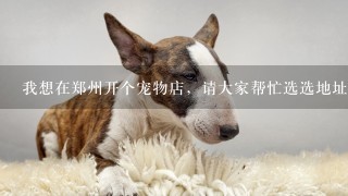 我想在郑州开个宠物店，请大家帮忙选选地址，最好是小区比较集中的，狗狗比较多的地方 先谢谢